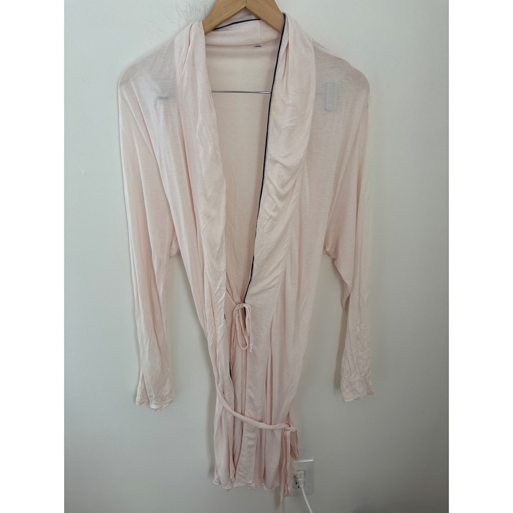 Eberjey Pink Rayon Jersey Short Robe Shawl Collar Contrast Trim L/XL